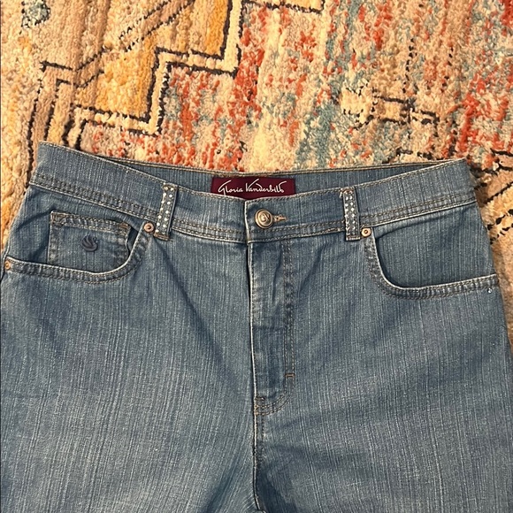 Gloria Vanderbilt Blue Denim Capri Jewels Jeans Size 10 - Picture 7 of 12